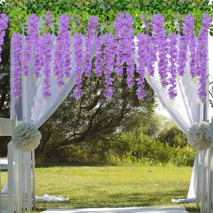12PCS Artificial Wisteria Vine Flowers – Silk Hanging Trailing Garland for Wedding, Party & Home Decor | DIY Floral Decoration