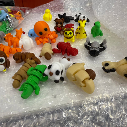 10/50 unidades de figuras de mini animales impresas en 3D – Modelos de simulación de dibujos animados móviles, juguetes coleccionables bonitos, decoración de escritorio y set de regalo de cumpleaños