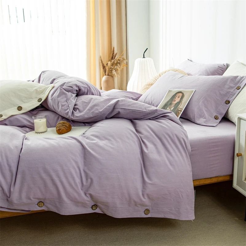 3-Piece 100% Cotton Bedding Set – Duvet Cover & Pillowcase Set for Queen & King Beds