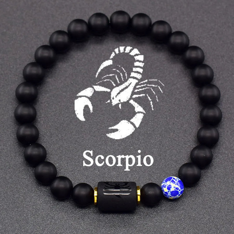 Pulsera de constelación de 12 signos del zodiaco – Brazalete con dije de astrología para hombres y mujeres | Regalo de joyería de amistad Aries, Virgo, Leo y Libra