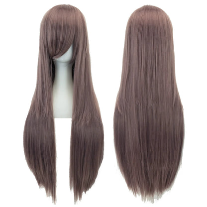 80cm Long Straight Multicolor Heat-Resistant Synthetic Cosplay Wig – Anime Halloween Party Costume Hairpiece