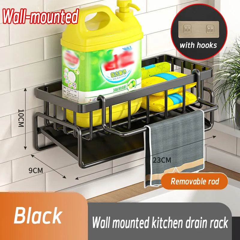 Soporte de esponja de acero inoxidable para fregadero – Escurridor de cocina y organizador de jabón para almacenamiento en el fregadero