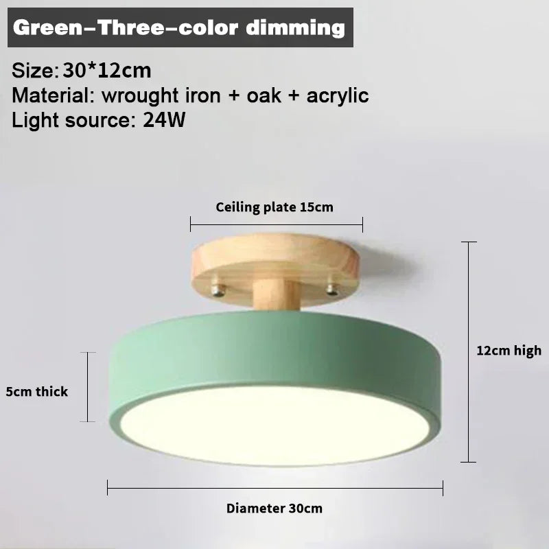 Lámpara de techo redonda de madera nórdica – Moderna lámpara de montaje empotrado para pasillo, dormitorio, baño, comedor y entrada