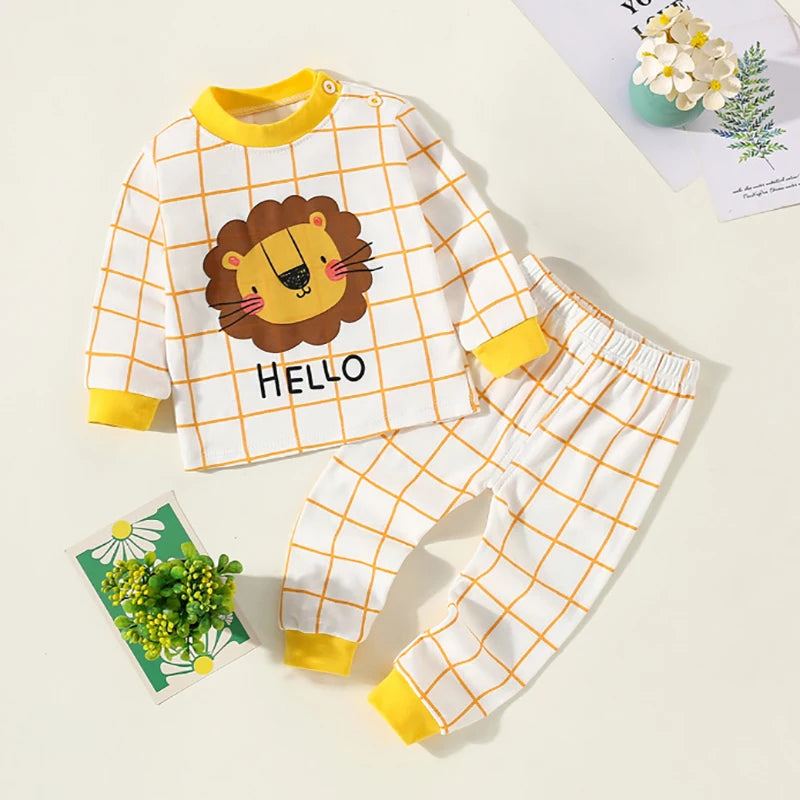 Little Maven Kids' Cotton Clothing Set – Boys & Girls Christmas T-Shirt Top & Pants Outfit for Autumn & Winter, 2-Piece Children's Clothes