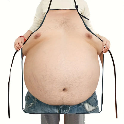 Adjustable Funny Belly Print Apron – 100% Polyester Woven Kitchen Apron for Cooking, Baking & Home Use