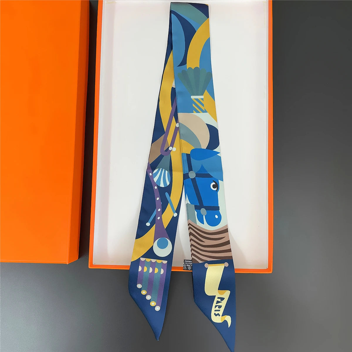 Pañuelo estrecho de sarga de seda 100 % de lujo para mujer, diseño de marca, pañuelo para bolso, pañuelo para el cuello, diadema para el pelo