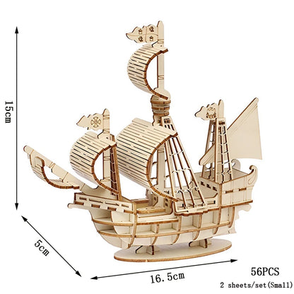 Maqueta 3D de Barco de Vela de Madera – Kit de Montaje de Barco de Madera DIY, Juguete Educativo de Construcción, Proyecto de Manualidades Creativo y Regalo de Fiesta para Niños
