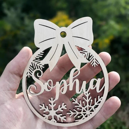 Personalized Wooden Christmas Tree Ornament – Custom Name Hanging Bauble Holiday Decoration Gift
