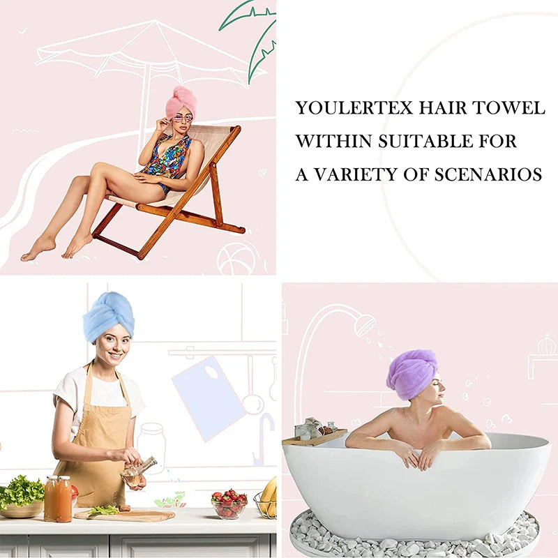 Toalla de microfibra para el cabello – Turbante absorbente de secado rápido para mujer, ducha y spa