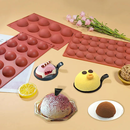 Semi-Sphere Silicone Chocolate Mold – Half-Ball Dome Cake Baking Tray for Chocolate, Pudding, Candy & Jelly, Reusable DIY Kitchen Baking Tool