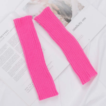 Long Fingerless Gloves for Women Winter Knitted Arm Warmers Kawaii Anime Punk Gothic Lolita Mittens