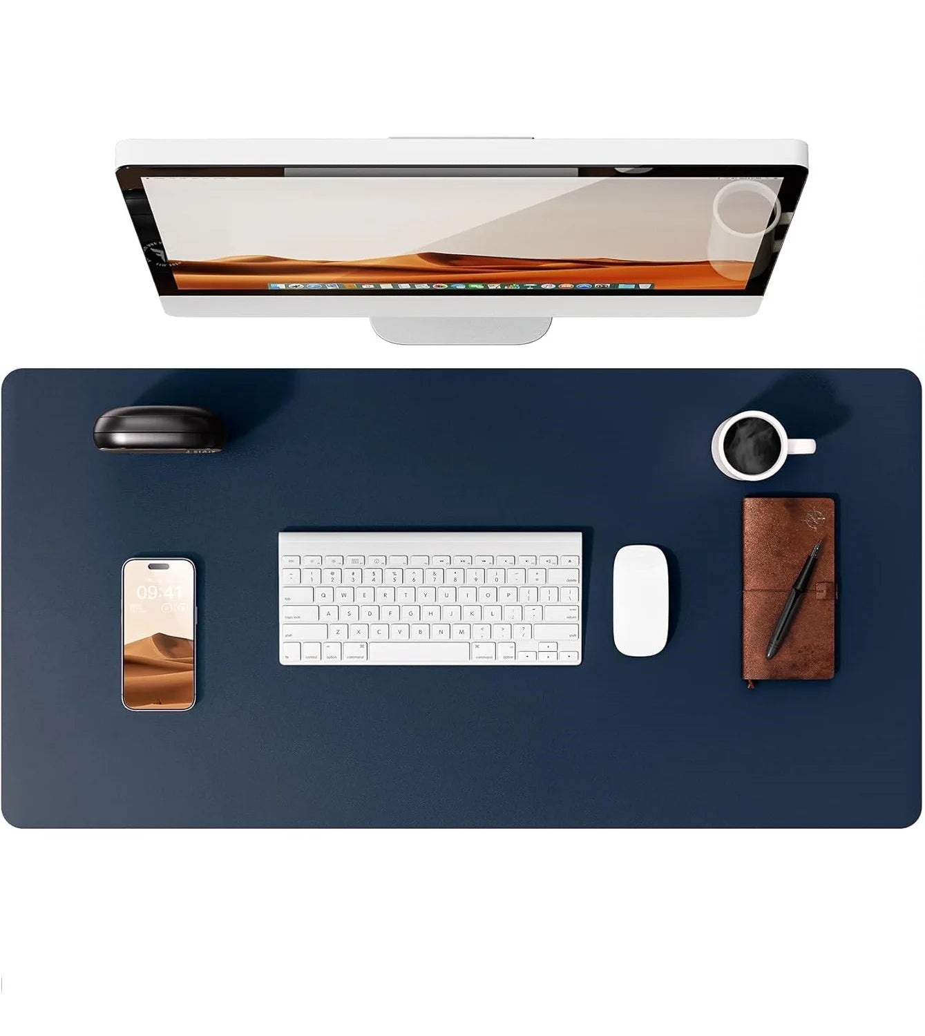 Alfombrilla de escritorio grande de cuero PU - Mouse Pad antideslizante y protector de escritorio para laptop, teclado, oficina y juegos