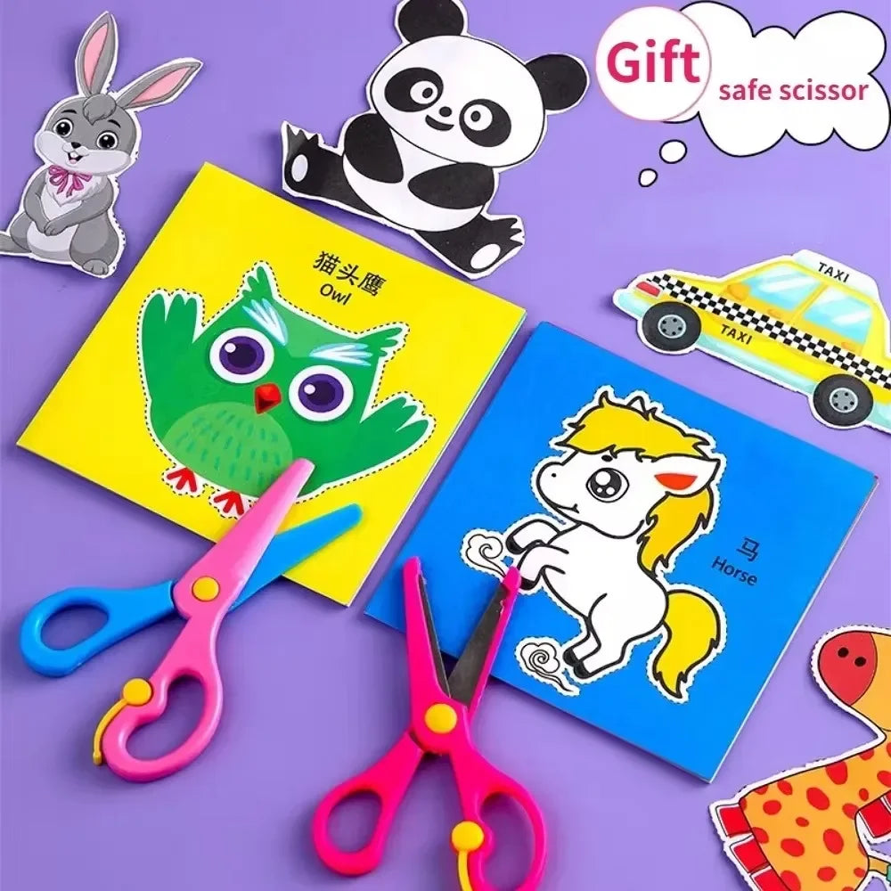 48-Piece Handmade Paper Cut Craft Book – DIY Cartoon Scrapbooking & Paper Art Kit for Kids