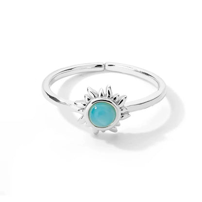 Gold Stainless Steel Lotus Flower Opal Ring – Vintage Oval Stone Statement Ring for Women | Elegant Fashion Jewelry Gift