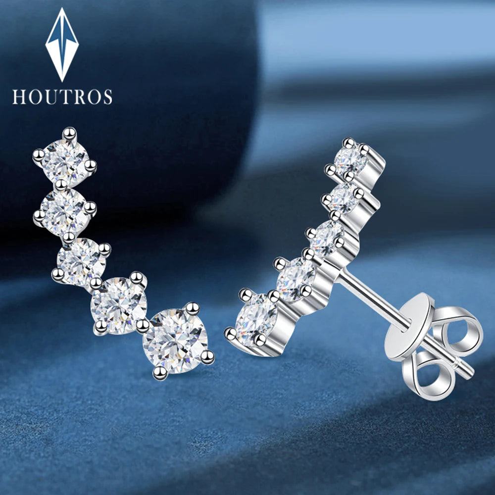 Pendientes de moissanita con diamantes color D auténticos, de plata de ley 925, certificados GRA, aretes de sonrisa, joyería para mujer
