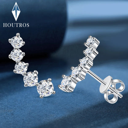 Pendientes de moissanita con diamantes color D auténticos, de plata de ley 925, certificados GRA, aretes de sonrisa, joyería para mujer
