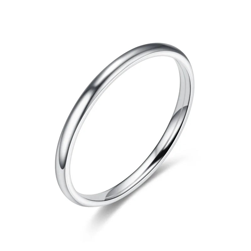 Stainless Steel Wedding Band Ring – 2mm, 4mm, 6mm & 8mm High Polished Smooth Ring for Men & Women | Minimalist Jewelry