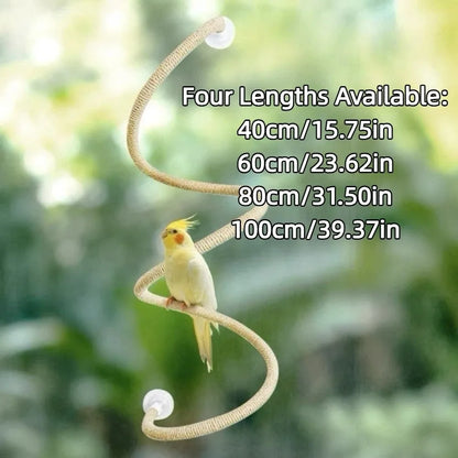 Bendable Bird Perch Rope – Linen Rope DIY Climbing Perch with Non-Slip Grip, Suction Cup Mount & Durable Design for Parrots