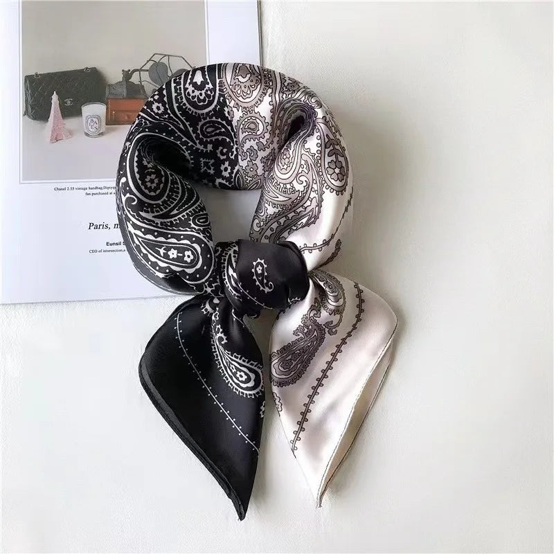 Women's Luxury Satin Silk Feel Square Scarf Printed Hair Scarf Neckerchief Bandana Hijab Wrap