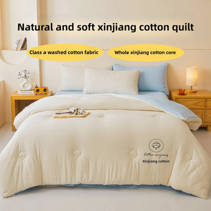 100% Cotton Filled Comforter – Soft Lightweight Warm Winter Quilt for Autumn & Cold Weather Bedding