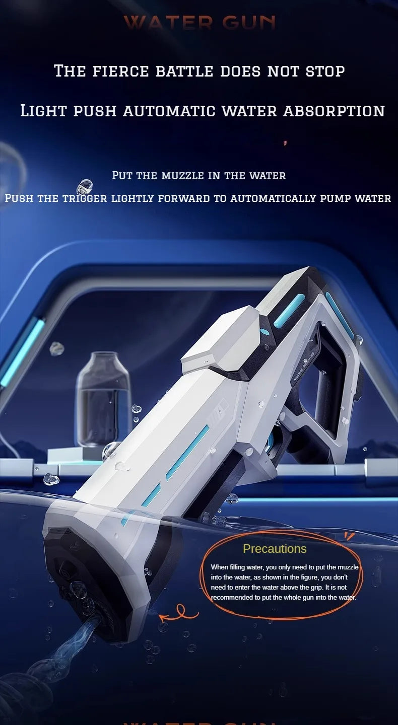 Pistola de Agua Eléctrica para Niños y Adultos – Lanza de Agua Automática de Alta Presión para la Playa, Piscina y Diversión de Verano