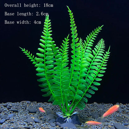 Artificial Underwater Aquarium Plants – Plastic Aquatic Fake Shrubs & Green Water Grass for Fish Tank Landscaping, Realistic Simulated Decor