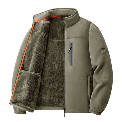 Men's Winter Fleece Jacket Thickened Polar Fleece Warm Insulated Casual Coat for Outdoor Activities and Autumn Cold Weather