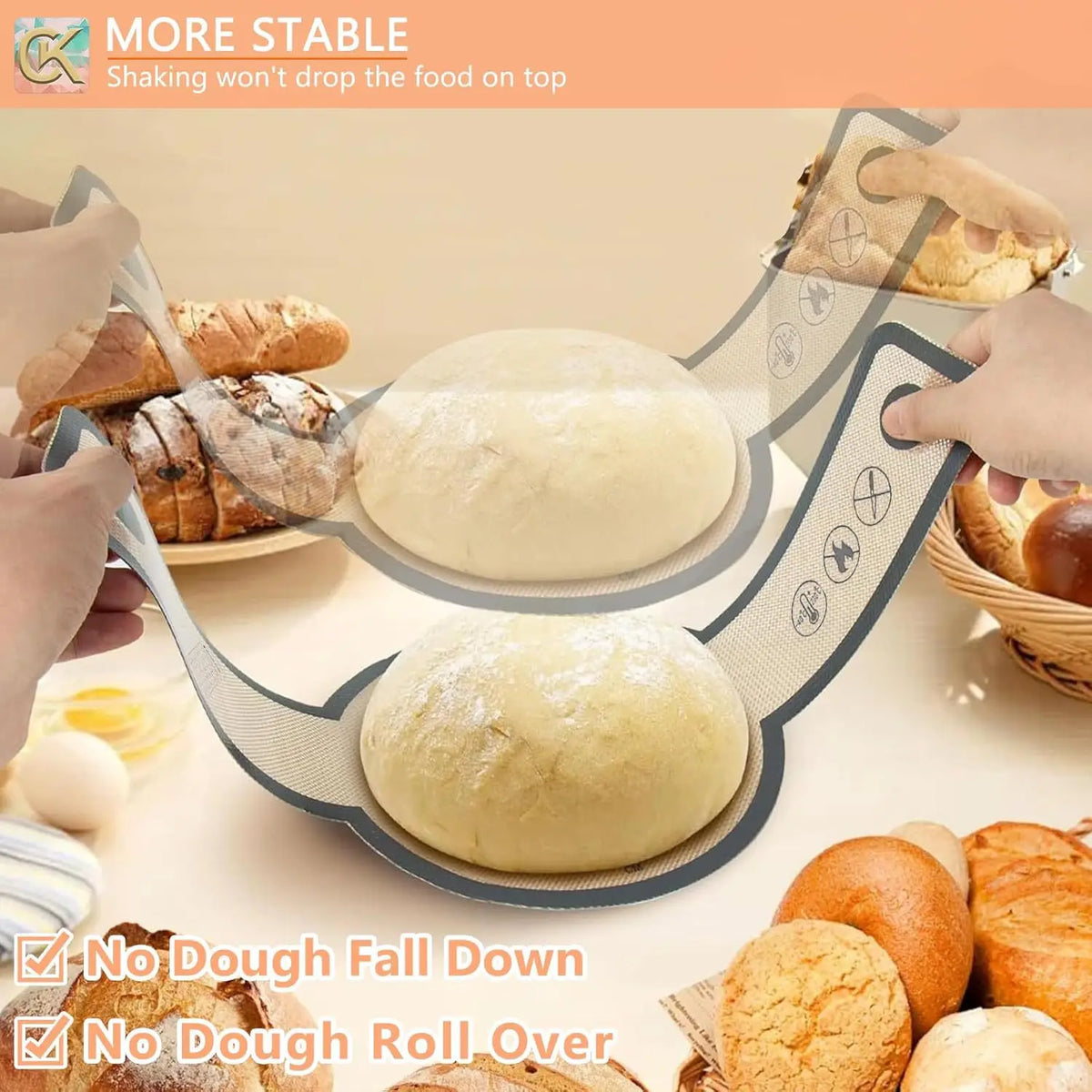 Silicone Bread Sling Mat for Dutch Oven – Reusable Non-Stick Sourdough Baking Sling with Long Handles, Easy-Clean Bread Transfer Liner