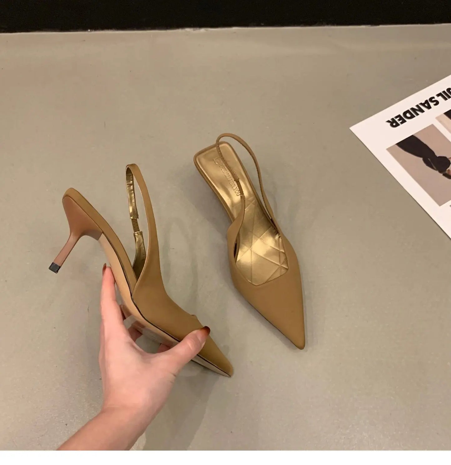 Sandalias de tacón de aguja puntiagudas para mujer – Elegantes y sexys, sin cordones, tacones altos de boca baja para uso casual y fiesta