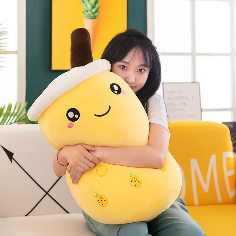 Giant Bubble Tea Plush Pillow – 22–70cm Squishy Milk Tea Boba Stuffed Toy Fruit Drink Bottle Decor Gift