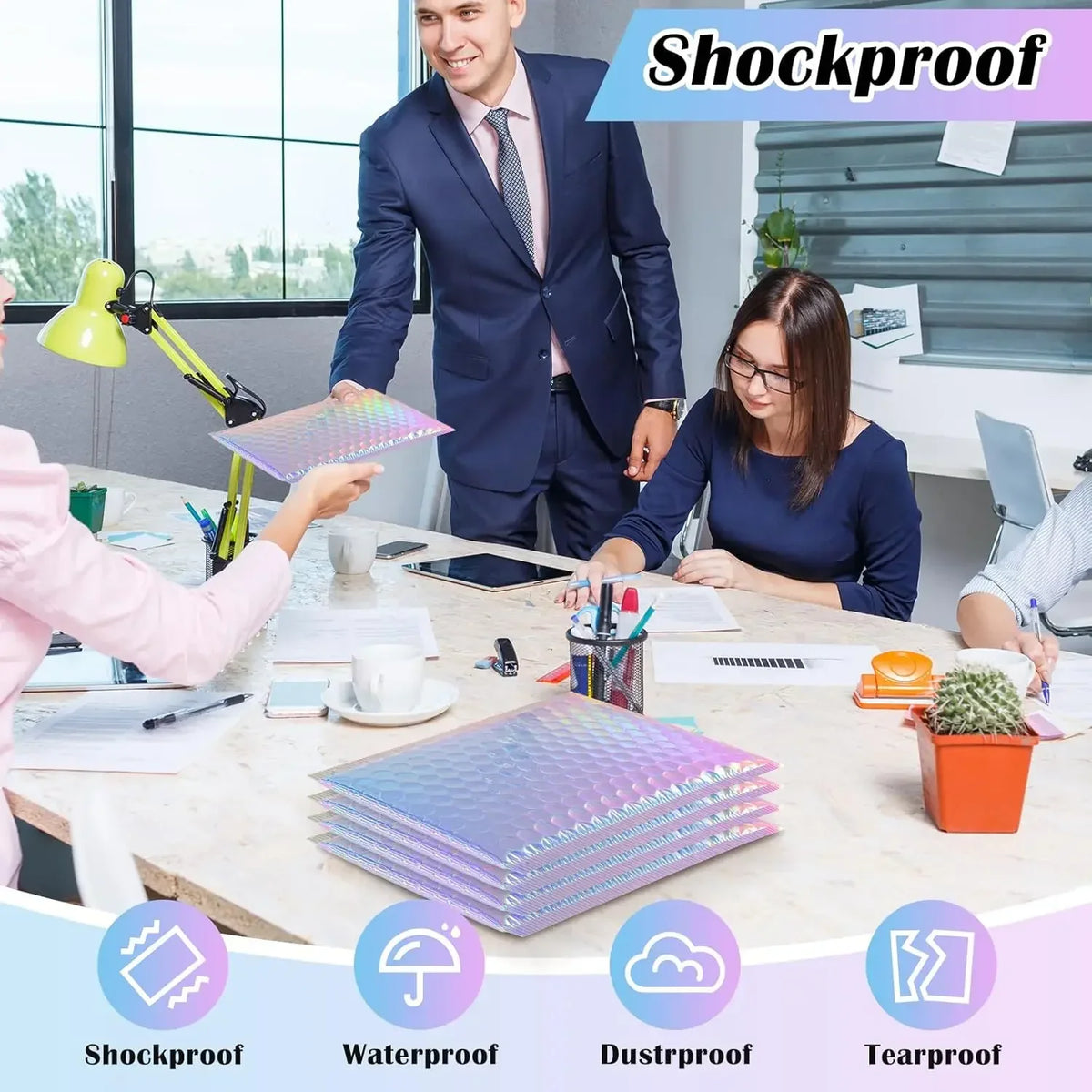 50Pcs Shipping Bags Metal Bubble Mailer Holographic Small Business Supplies Packaging Envelope Mailing Office School