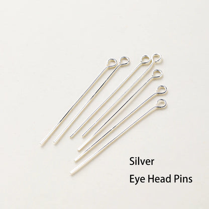 100-Piece 14K & 18K Gold Plated Brass Head Pins Set (16–50mm) – Ball, Flat & Eye Pins for DIY Jewelry Making & Crafts