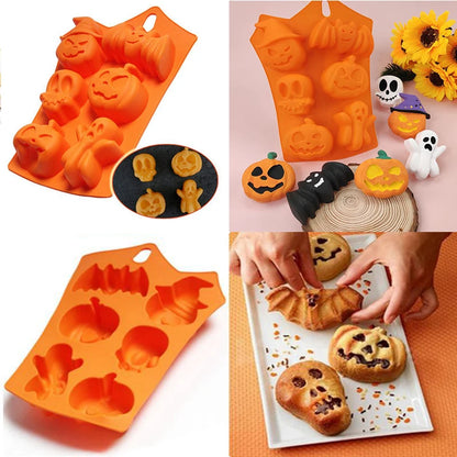 Halloween Pumpkin Silicone Mold – Skull, Bat & Spider Baking Mold for Cakes, Cookies, Candy & Desserts, DIY Trick-or-Treat Party Decor