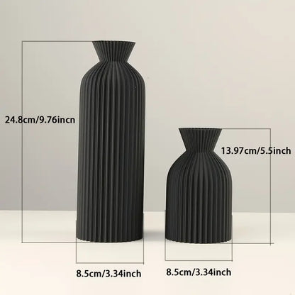 Elegant Black Decorative Plastic Vase – Modern Boho Centerpiece for Home, Office & Living Room Décor