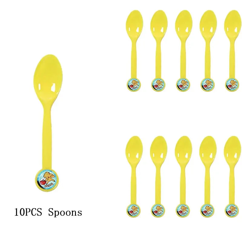 Pokémon Theme Birthday Party Decorations – Cartoon Pokémon Go Tableware Set (Cups, Plates & Pikachu Balloons) for Baby Shower & Party Favors