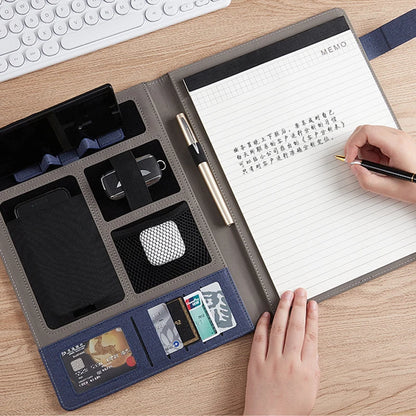 A4 PU Leather Padfolio Folder – Multifunction Document Holder & Business Portfolio Organizer for Men & Women