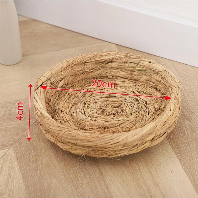 Handwoven Straw Bird Nest – Natural Warm Breeding & Egg-Laying Nest for Parrots, Chickens & Small Birds, Cozy Grass Nest Habitat