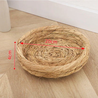 Handwoven Straw Bird Nest – Natural Warm Breeding & Egg-Laying Nest for Parrots, Chickens & Small Birds, Cozy Grass Nest Habitat
