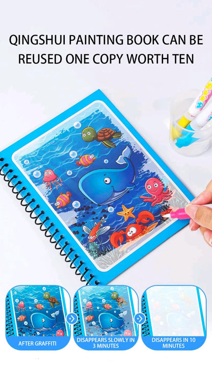 Magic Water Drawing Book – Reusable Montessori Coloring Book for Sensory Learning & Early Education