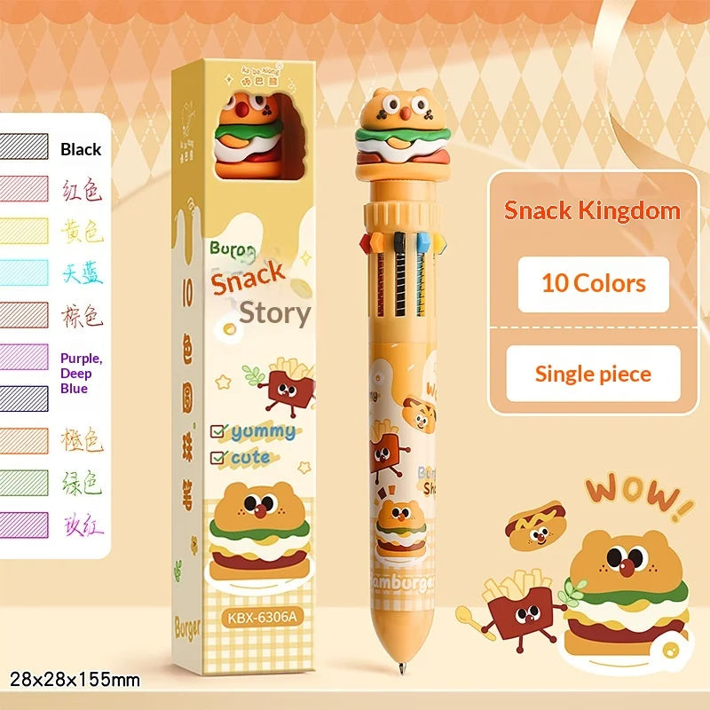 10/12-Color Kawaii Capybara Ballpoint Pen – Cute Cartoon Multicolor Writing Pen for Notes, Drawing, School Supplies & Student Gifts