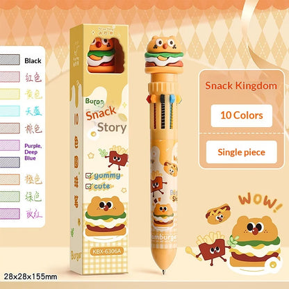 10/12-Color Kawaii Capybara Ballpoint Pen – Cute Cartoon Multicolor Writing Pen for Notes, Drawing, School Supplies & Student Gifts