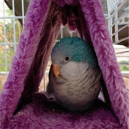 Pet Bird Parrot Cage Hammock – Warm Hanging Hut Tent Bed with Cozy Sleeping Cave for Parrots & Small Birds, Cage Decoration