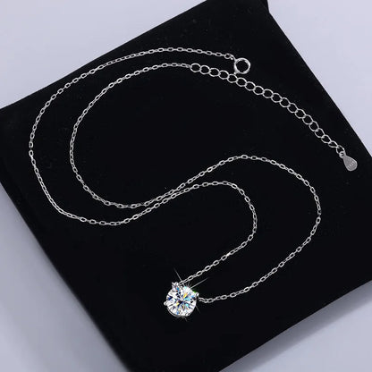 Collar con colgante de moissanita de plata de ley 925 – Joyería fina nupcial y para mujer de 0,5 a 5 quilates