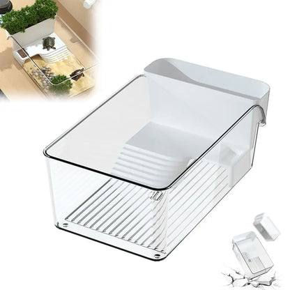 Transparent Turtle Tank with Basking Area – Ecological Reptile Terrarium Habitat with Sunbathing & Climbing Platform for Aquatic Turtles