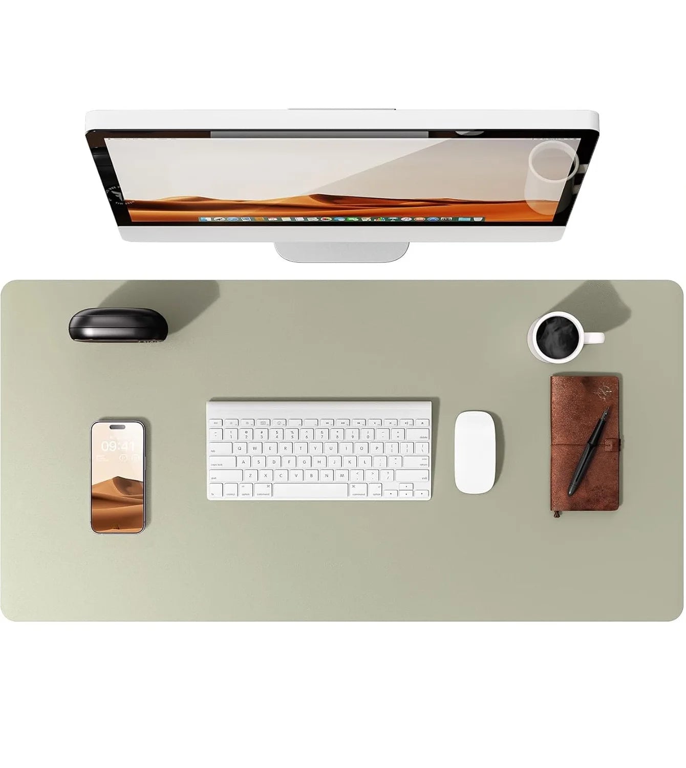 Alfombrilla de escritorio grande de cuero PU - Mouse Pad antideslizante y protector de escritorio para laptop, teclado, oficina y juegos