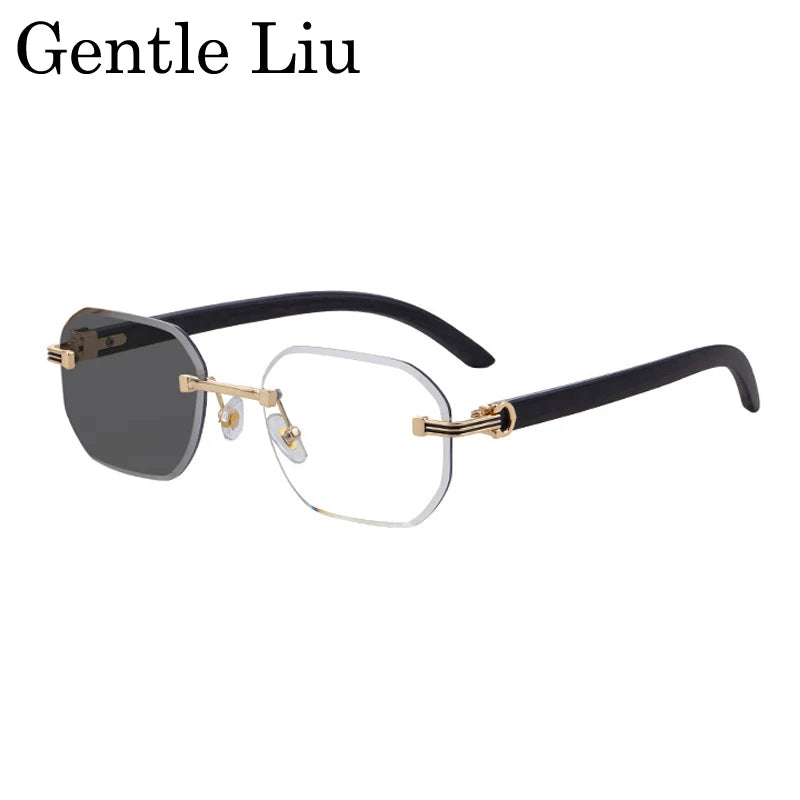 Vintage Square Rimless Sunglasses for Men – Frameless Punk Eyewear with UV400 Lenses, Trendy 2026 Fashion Glasses