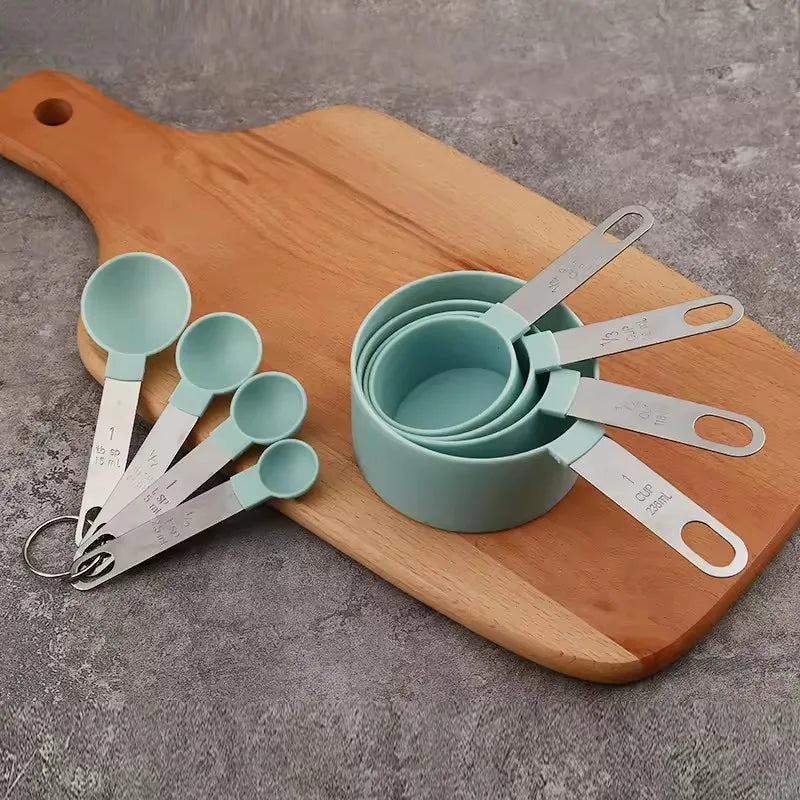 8PCS Stainless Steel Measuring Cups & Spoons Set – Precise Baking & Cooking Measuring Tools for Cake, Pastry & Kitchen Food Preparation