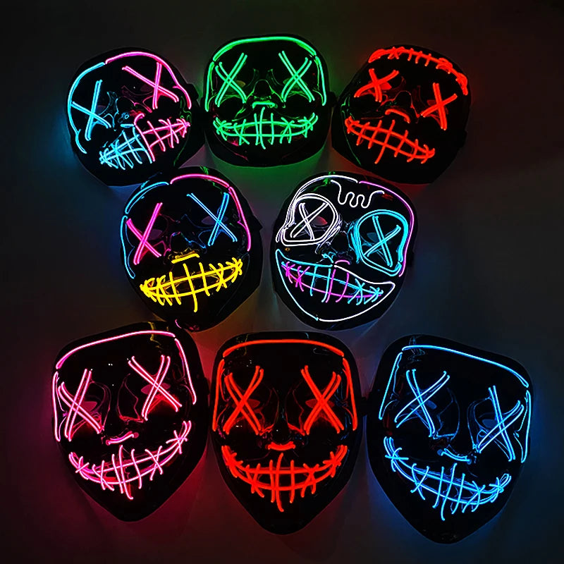 Masque LED sans fil Purge – Masque néon lumineux pour Halloween, fêtes et festivals