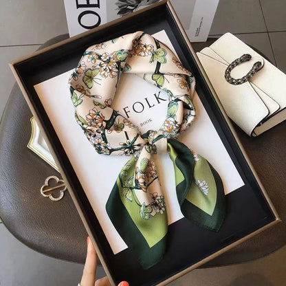 Women's Luxury Satin Silk Feel Square Scarf Printed Hair Scarf Neckerchief Bandana Hijab Wrap