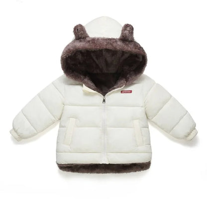 Kids’ Thick Hooded Winter Jacket – Zip-Up Cotton-Padded Plush Coat for Boys, Girls & Toddlers, Warm Autumn & Winter Outerwear